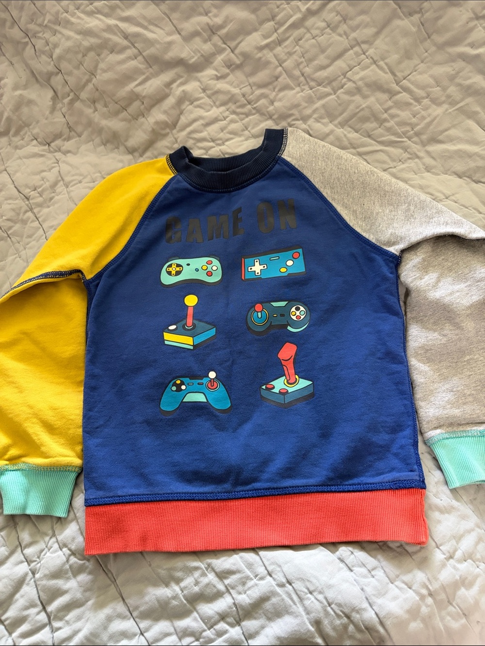 Hanna Andersson Blue Colorblock 'Game On' Graphic Sweatshirt